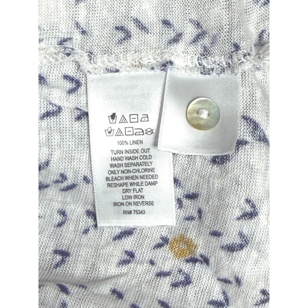 Rachel Zoe Women's XL White Floral 100% Linen Button Back Cap Sleeve Blouse Top - Picture 4 of 4